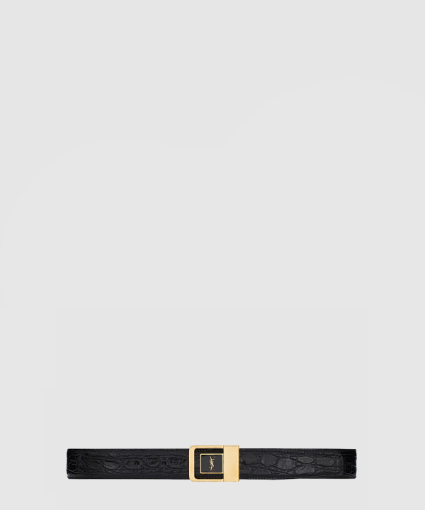 [SAINT LAURENT-생로랑]크로커다일 엠보스드 가죽 소재의 LA 66 버클 벨트 7325561