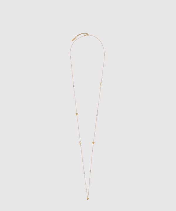 [SAINT LAURENT-생로랑]메탈 소재의 라인스톤 롱 네크리스 697936